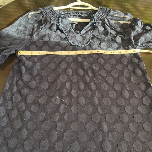 Alfani Petite Navy Blue Sheer & Lace Top - Picture 5 of 7